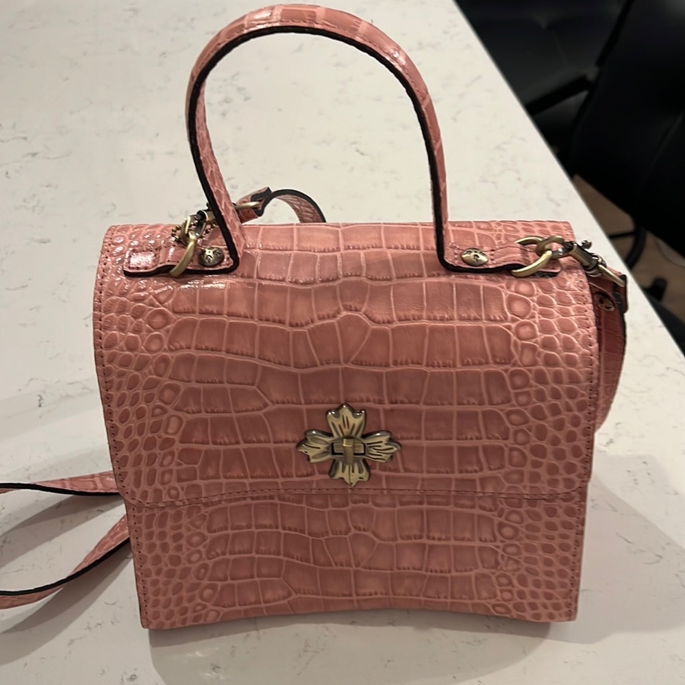 Patricia Nash pink croco satchel. Has 3 compartment and used 3 times like new